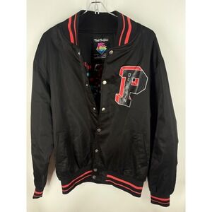 Rare HTF‎ Pink Dolphin Bomber Varsity Satin Jacket Black Red P Logo Mens Size XL